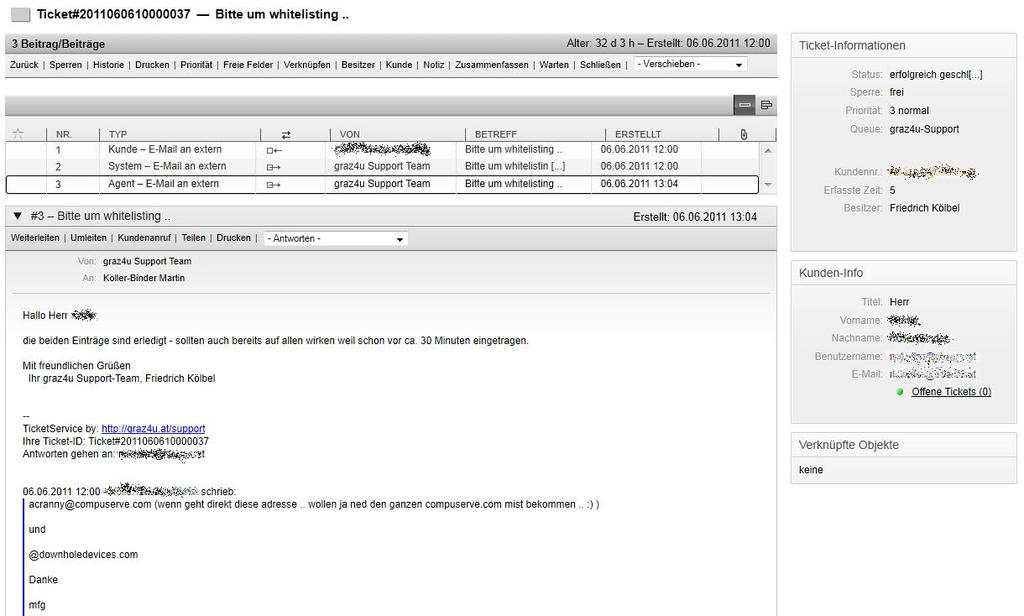 Typisches Ticket, Detailansicht