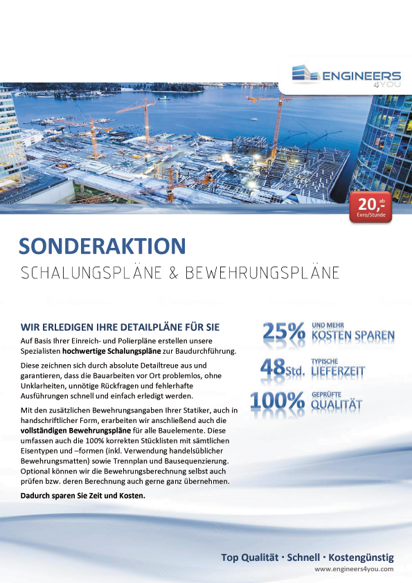 Hochwertige Schalungs- und Bewehrungspläne