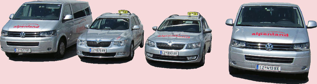 2x VW Busse Caravelle mit langem Radstand, 2x Taxi Skoda Superb und Octavia (4x4)