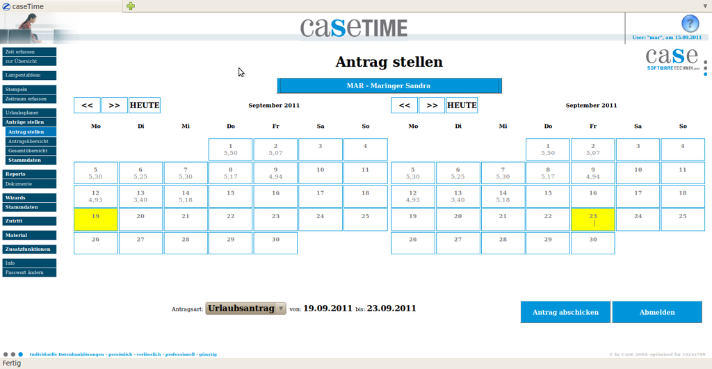 Mitarbeiter kann einen Urlaubsantrag stellen