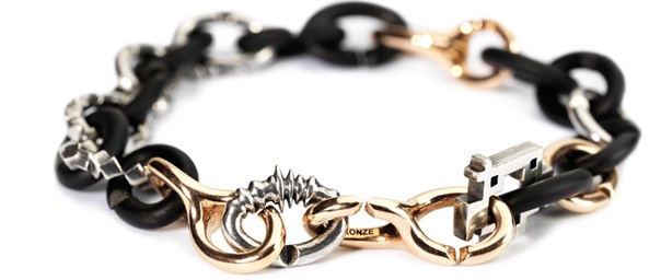 X by Trollbeads Armband in Silber, Kautschuk und Bronze